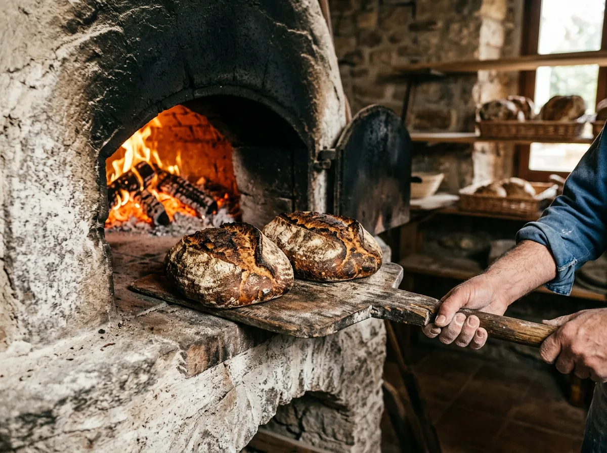 Pans de pagès sortint del forn de llenya